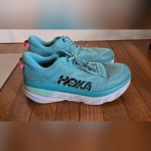 Hoka Bondi 7 Womens Comfort Running Sneakers Blue Sz 10